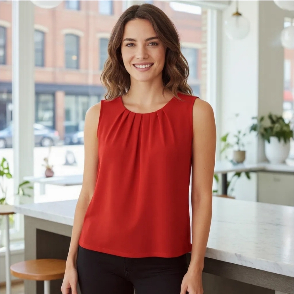 Calvin Klein Red Sleeveless Blouse